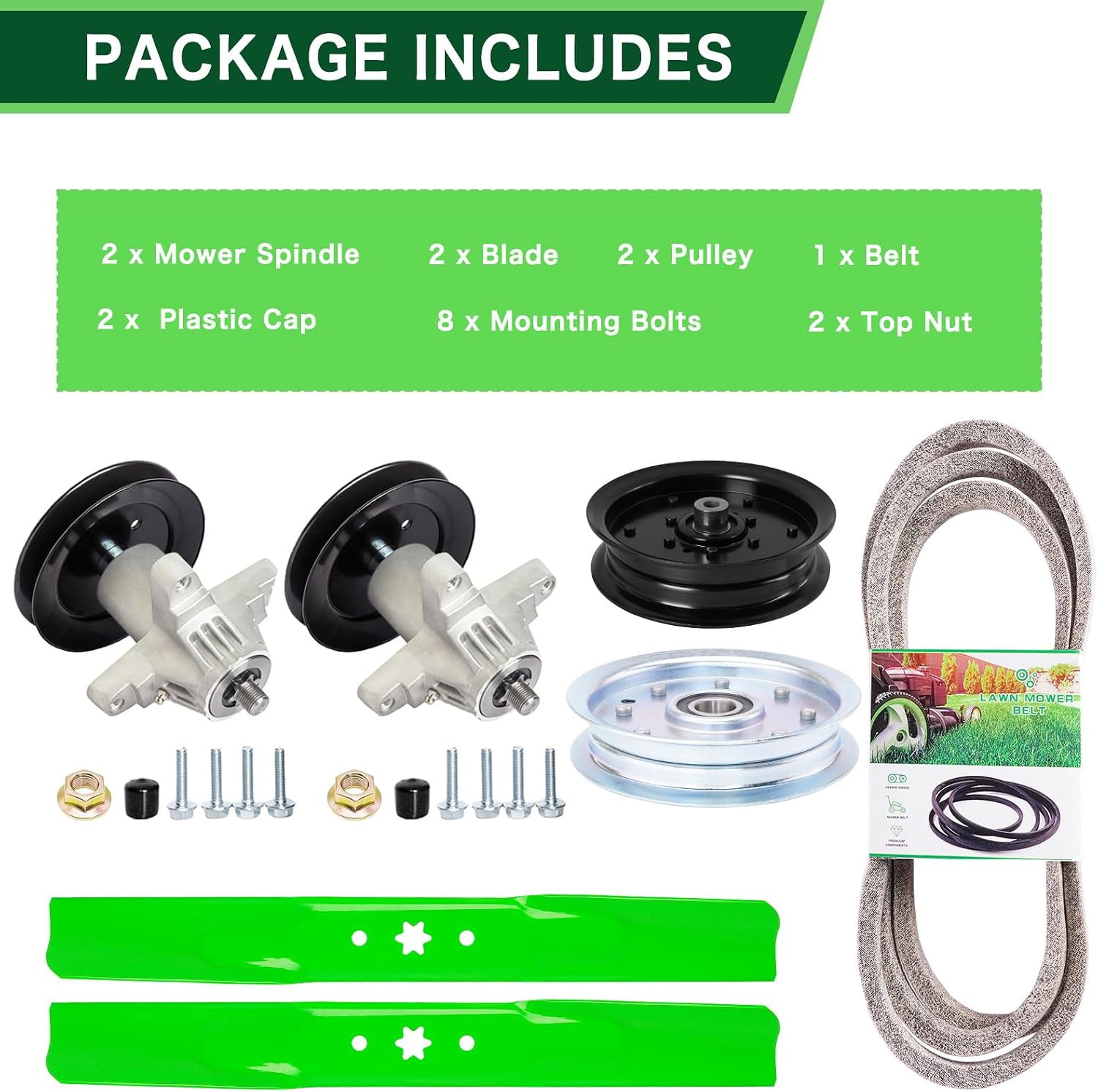 42' Lawn Mower Deck Rebuild Kit Fit MTD Craft sman Z6000 Zero Turn Lawn Mower Includes (2) Spindles 918-05137 618-05137 (2) Blades 490-110-M108 (2) Idler Pulley 756-05042 756-04511B