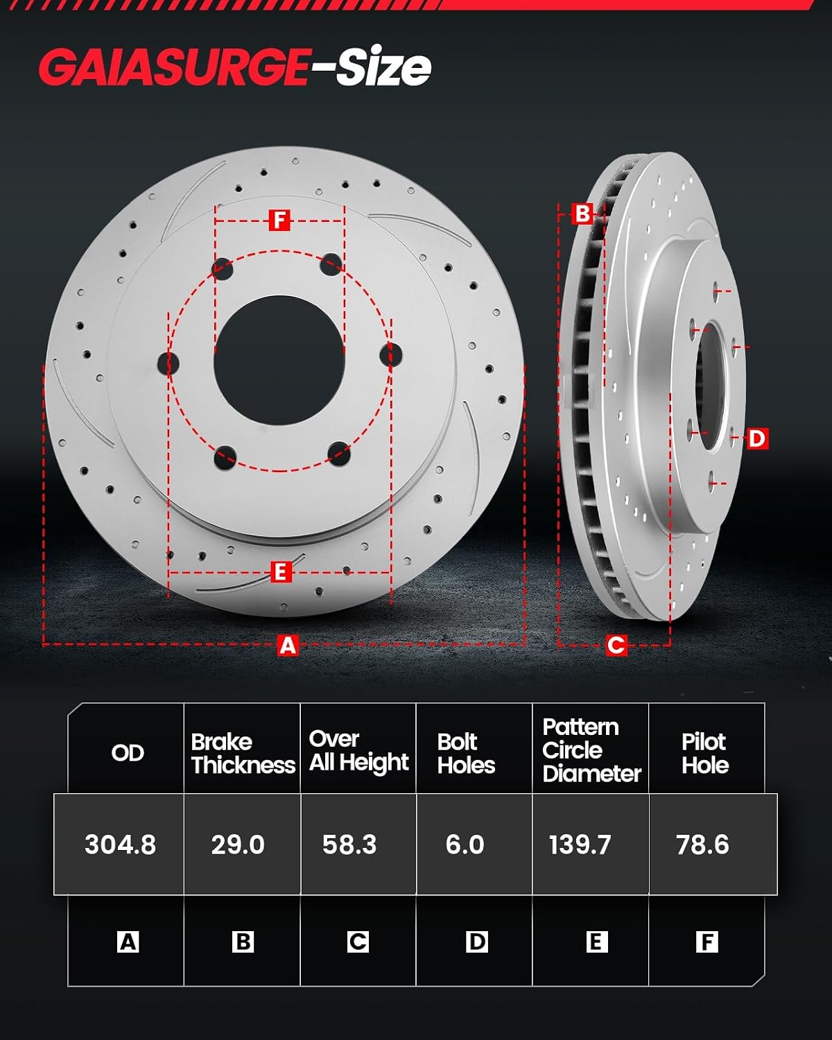 Brake Pads and Rotors Kit Front Drilled Slotted Rotors Compatible with 1999-2006 Chevy Silverado 1500, 2000-2006 Chevy Tahoe, 2000-2006 Suburban 1500 | 304.8mm(12in) Geomet Coated | 6 lugs