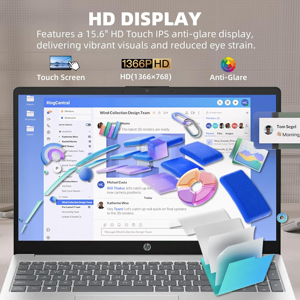 HP Flagship Touchscreen Laptop Computer - Free CD/DVD Drive• Office Lifetime • 15.6' HD Touchscreen • Intel i3 1215U • Wi-Fi 6E • Anti-Glare HD Display Win 11 Pro(16G RAM • 512GB SSD)