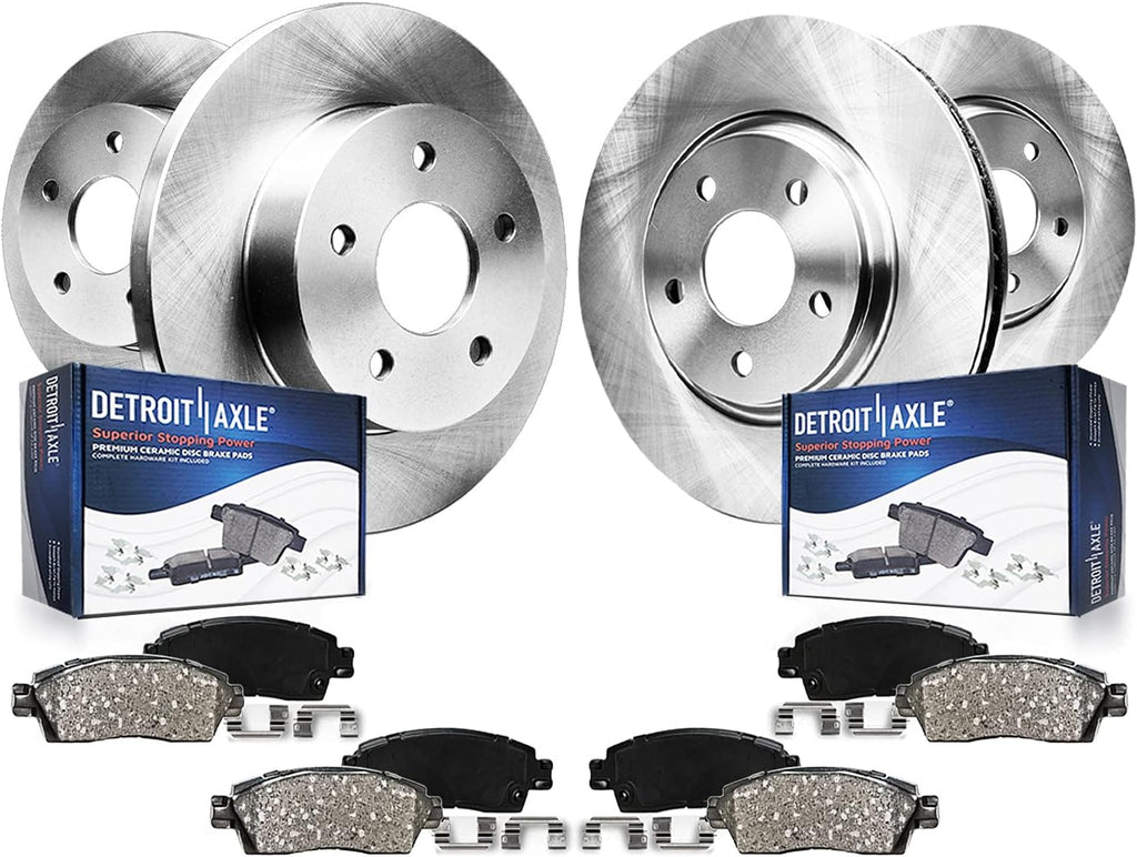 Detroit Axle - 8pc Brake Kit for 12-13 Volvo C30, 06-11 S40, 05-11 V50, 10-11 C70, Disc Brake Rotors Ceramic Brake Pads with Hardware Replacement: 10.94' inch Front and 11.02' inch Rear Rotor