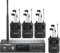 Phenyx Pro Wireless In-Ear Monitor System, Dual IEM for Musicians, Mono Stage Monitor, Metal w/ 4 Bodypacks, 50 UHF Frequencies, Rack Mount, 164ft Range, for Studio/Band (PTM-11-4B)