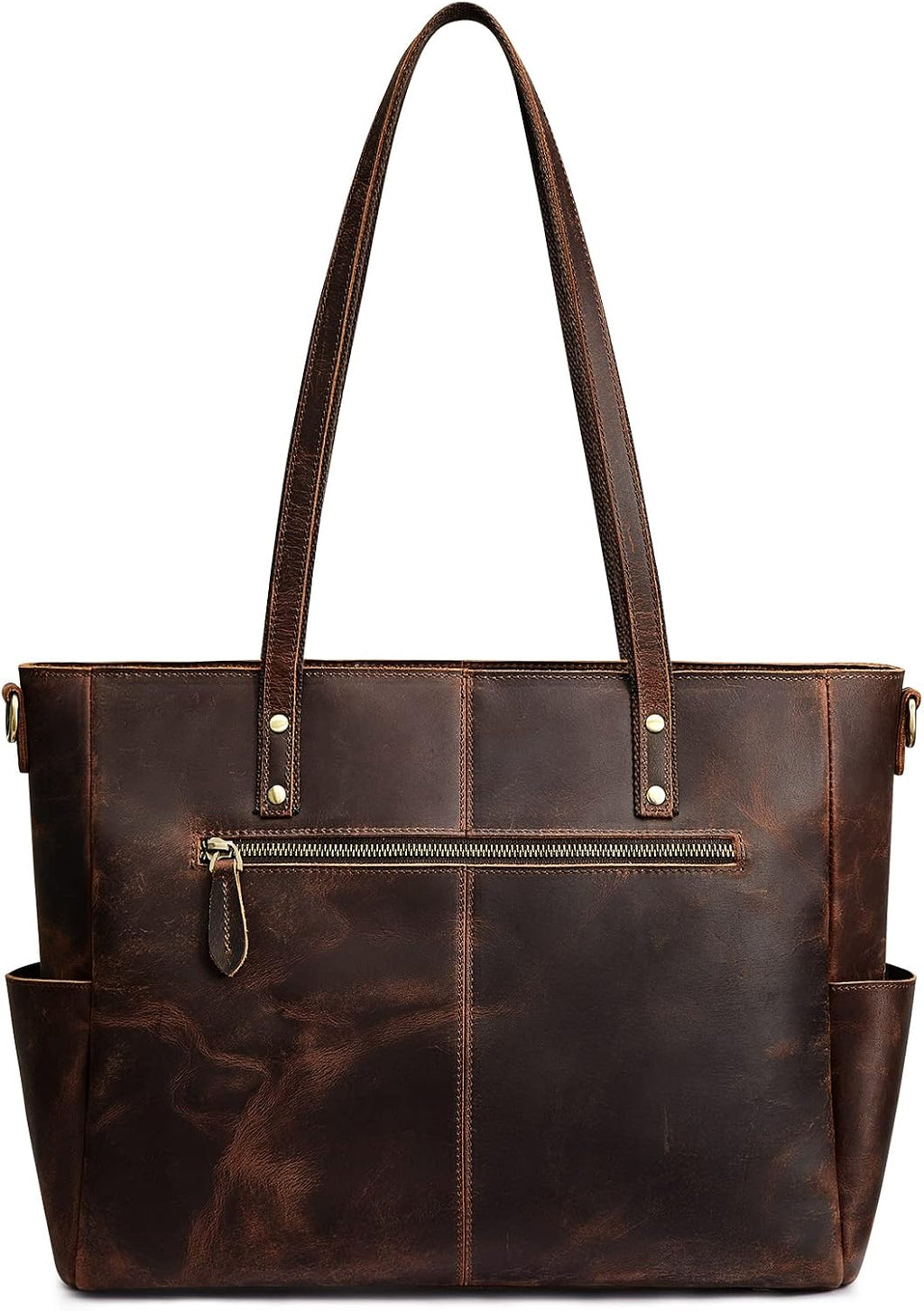 S-ZONE Women Genuine Leather Tote Bag Large Shoulder Purse Vintage Crossbody Work Handbag