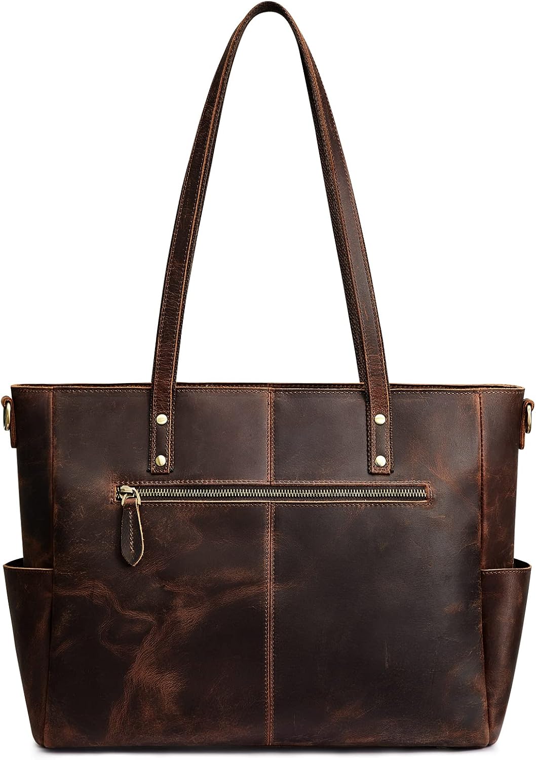S-ZONE Women Genuine Leather Tote Bag Large Shoulder Purse Vintage Crossbody Work Handbag