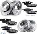 Front & Rear Drilled and Slotted Disc Brake Rotors & Ceramic Brake Pads Kit Fit for Dodge 2011-2020 Durango V6 3.6L; for Jeep 2011-2018 Grand Cherokee #53062 D1455 53061 D1498