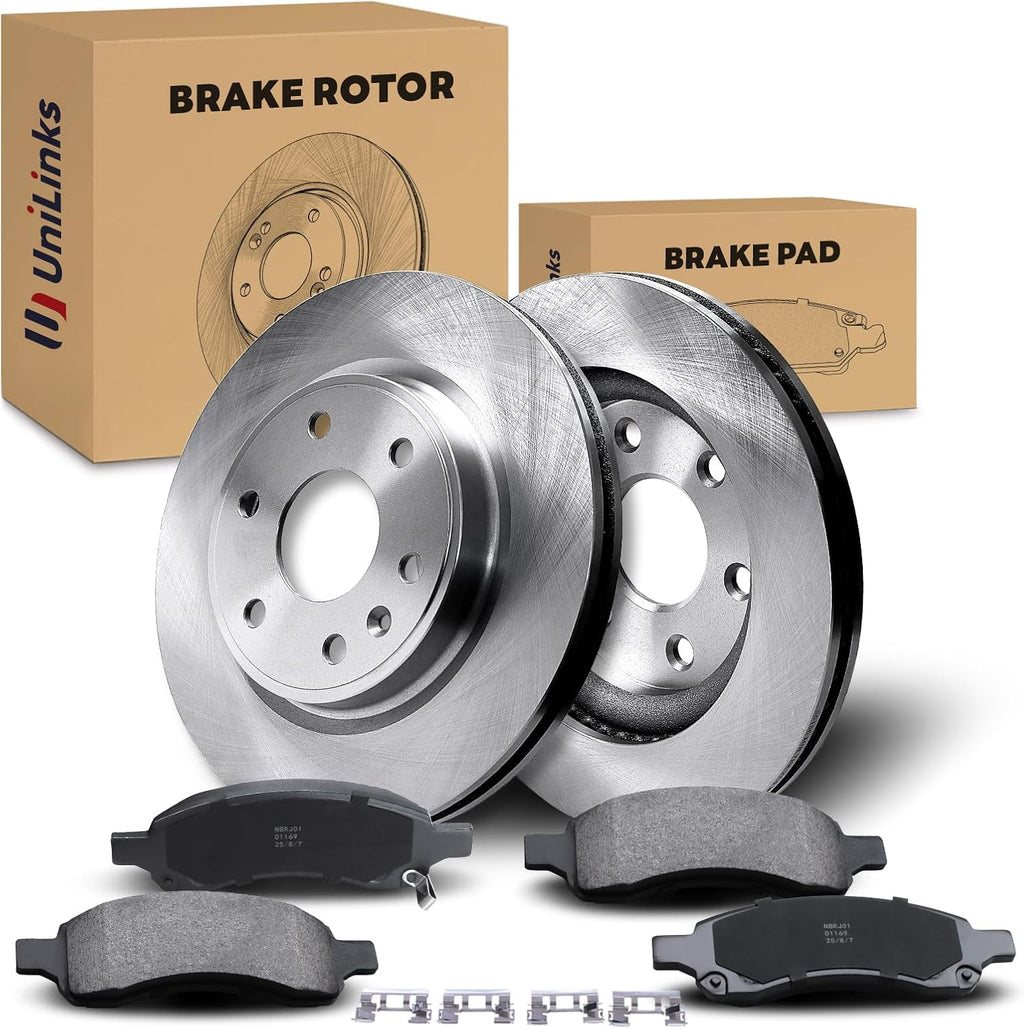 Front Disc Brake Rotors & Ceramic Brake Pads Kit Fit for Buick 2008-2017 Enclave; for Chevrolet 2009-2017 Traverse; for GMC 2007-2017 Acadia; for Saturn 2007-2010 Outlook #55150 D1169