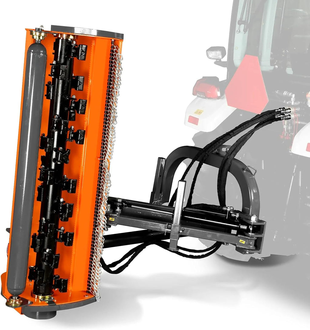 MechMaxx 60' Inch PTO Drive 3 Point Hitch Offset Flail Ditch Bank Mower for 25-60HP CAT 1 Tractor, 77'' Offset Distance,60°/90° Rotation Angle, 24 Hammers, Model VAM60