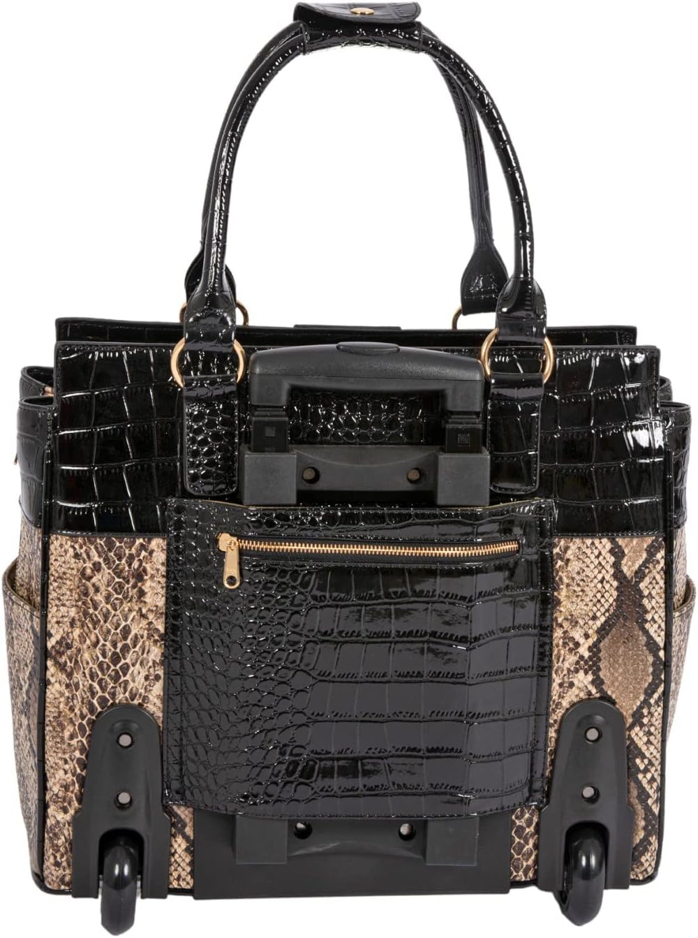 JKM and Company Alligator Compatible With Computer iPad, Laptop Tablet Rolling Tote Bag Briefcase Carryall Bag | Compatible With, Computer, iPad, Laptop, Tablet, Rolling