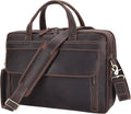 Masa Kawa Leather Briefcase for Men 15.6', 17' Laptop Computer Case Business Travel Work Messenger Cross Body Shoulder Bag