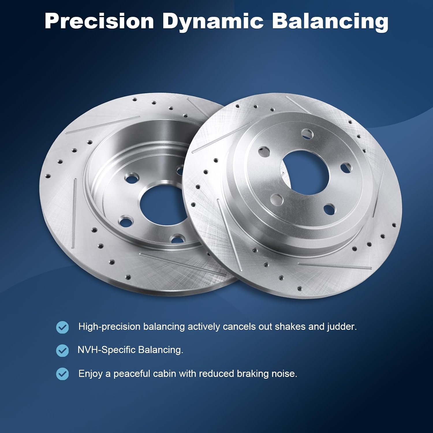 Front & Rear Drilled and Slotted Disc Brake Rotors & Ceramic Brake Pads Kit Fit for Dodge 2011-2020 Durango V6 3.6L; for Jeep 2011-2018 Grand Cherokee #53062 D1455 53061 D1498