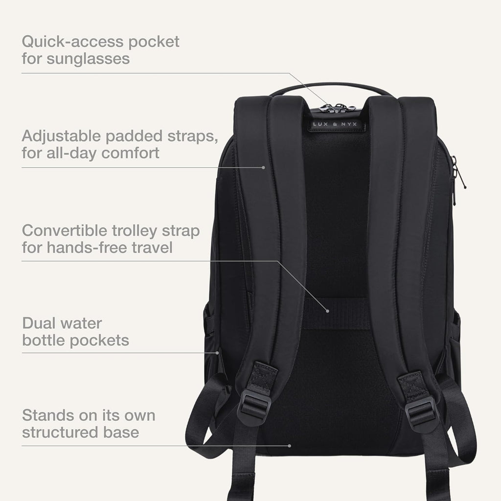 Lux & Nyx Origami Laptop Backpack for Work and Travel - Fits 16' MacBook Pro - Lightweight Business Bag - Men and Women (Black)