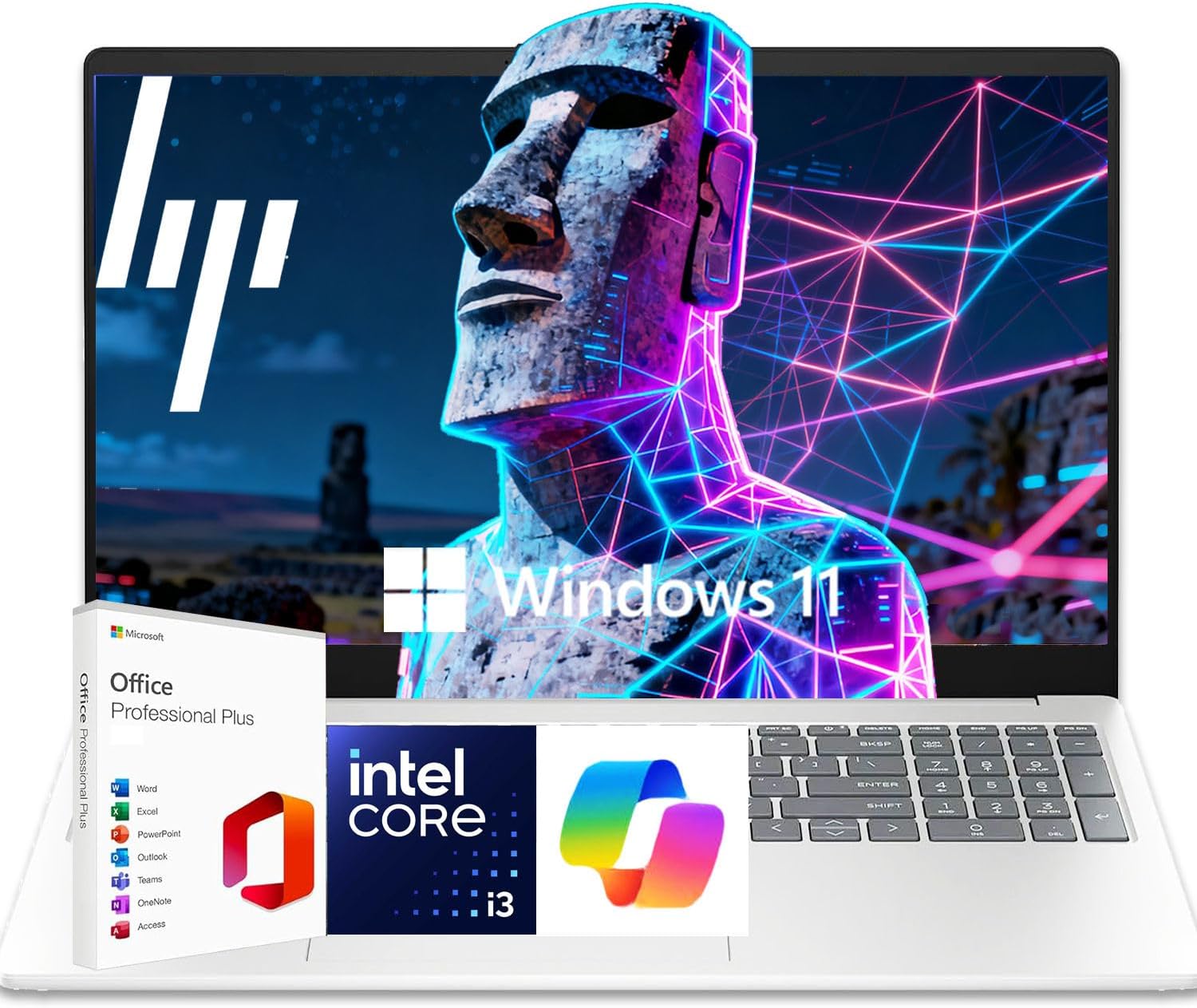 HP Newly Designed 15.6' Laptop with Microsoft Office for Home Business Student, Intel 13th 8 Cores i3 CPU (Beat 11th i5), 8GB RAM | 640GB Storage (128GB PCIe SSD + 512GB Portable Drive), Windows 11