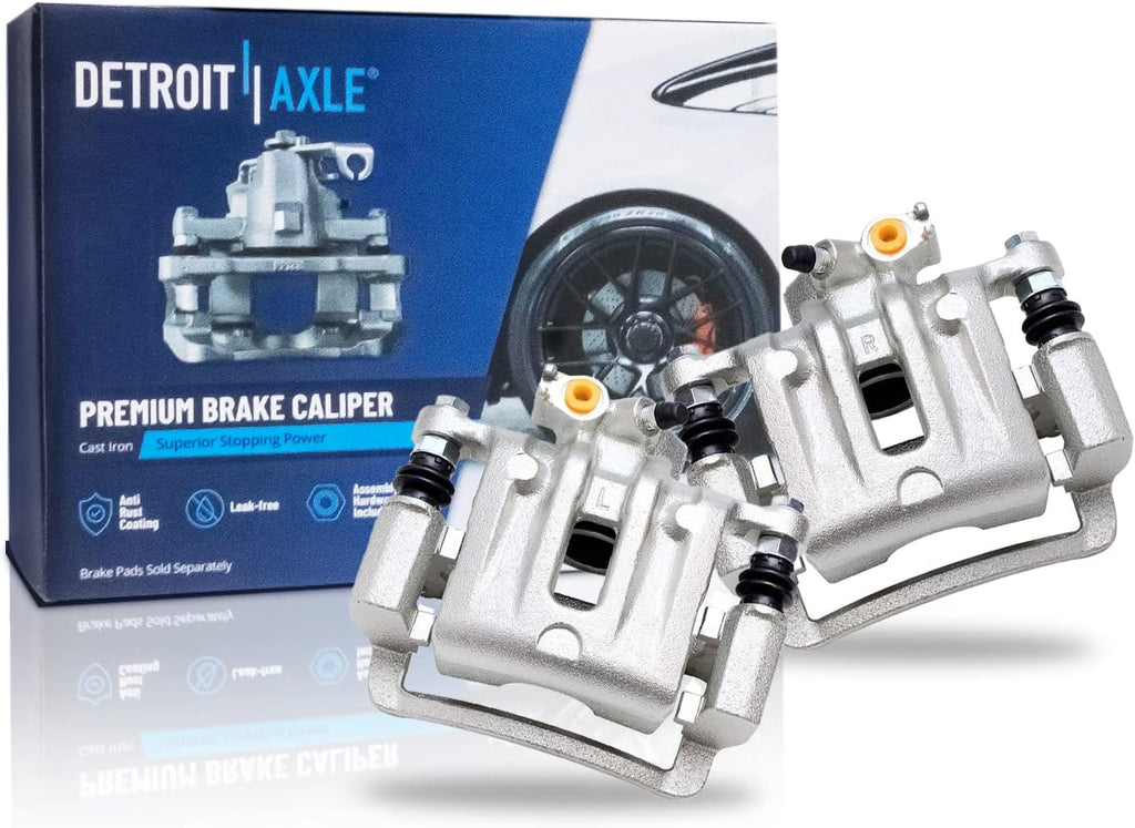 Detroit Axle - Rear Brake Kit for 10-17 Chevrolet Equinox GMC Terrain Disc Brake Rotors Brake Calipers 2010 2011 2012 2013 2014 2015 2016 2017 Ceramic Brakes Pads Replacement