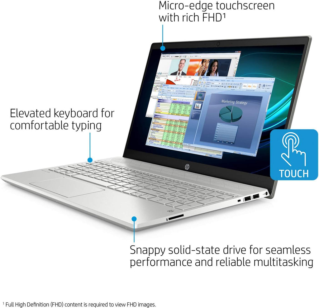HP Pavilion Laptop, 15.6' Full HD IPS Touchscreen, 10th Gen Intel Core i5-1035G1 Processor up to 3.60GHz, 12GB RAM, 512GB PCIe NVMe SSD, Backlit Keyboard, HDMI, Wireless-AC, Bluetooth, Windows 10 Home