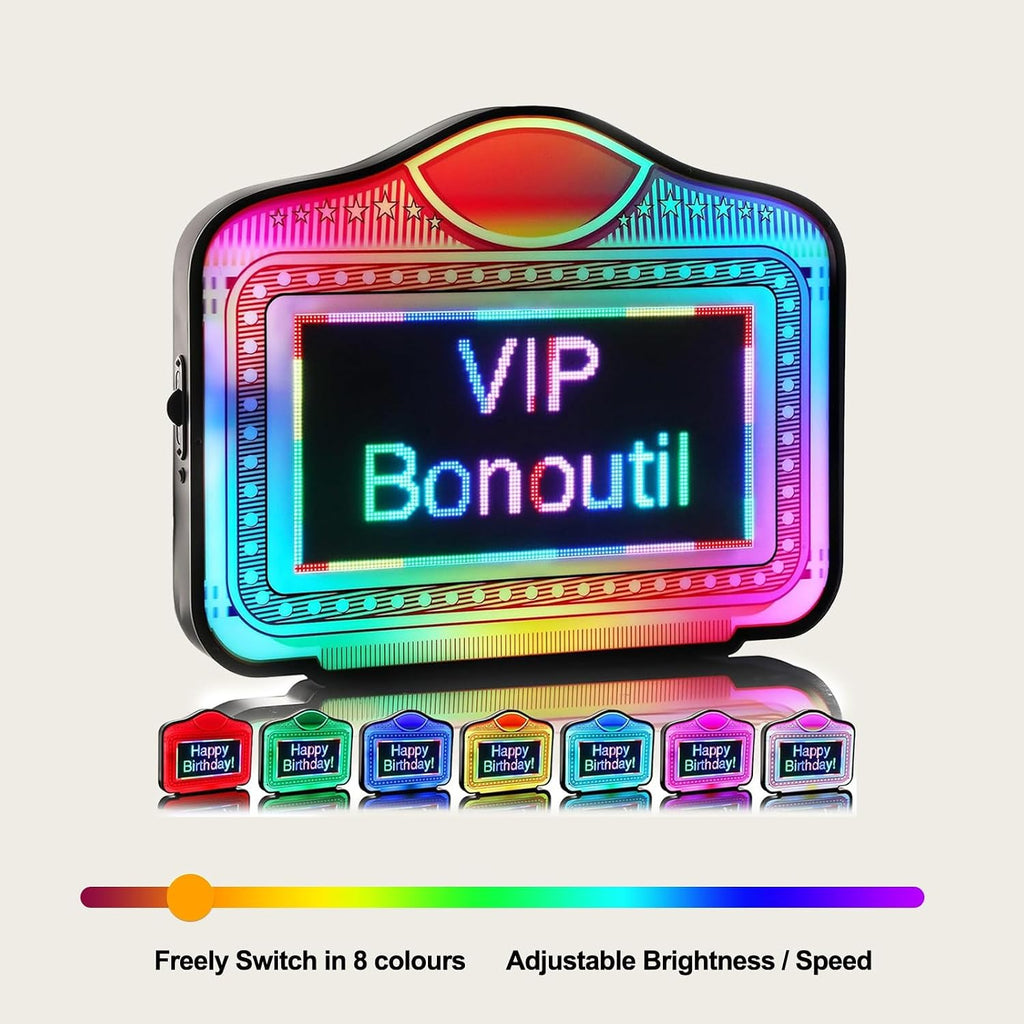 Double Sided LED Bottle Service Sign ，VIP Alphabet Bottle Monitor with 2 Sets of Letters, App Programmable Acrylic Handheld Light Box, RGB Color Changing & Scrolling Message, Dual-Side Visible for Bars, Clubs, Parties.