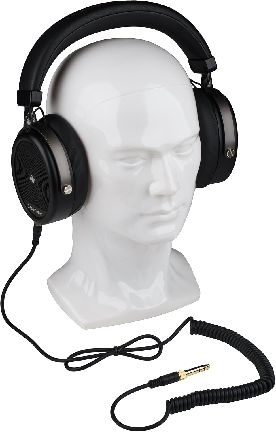 Saramonic Professional Wired Studio Headphones with Coiled Cable, Flexible Straight Cable, Velvet Earpads, Leather Earpads, 1/4' Adapter, & Carry Pouch