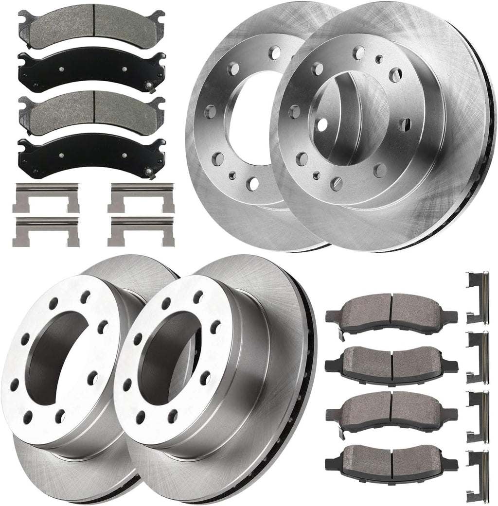12.8' Front and 12.99' Rear Brake Kit Replacement for 2003 2004 2005 2006 2008-2013 GMC Yukon XL 2500, GMC Sierra Chevy Avalanche Silverado 2500 3500 HD Brakes and Rotors Kit Front and Rear