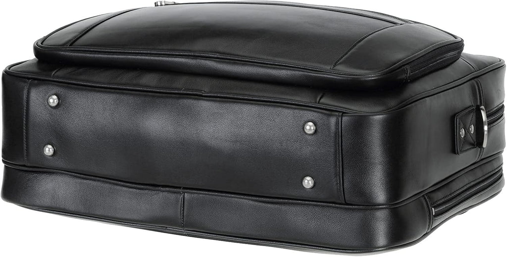 Polare 17' Full Grain Leather Laptop Briefcase Business Travel Laptop Carrying Case Shoulder Bag For Men Fits 17.3' Laptop