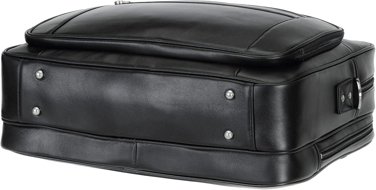 Polare 17' Full Grain Leather Laptop Briefcase Business Travel Laptop Carrying Case Shoulder Bag For Men Fits 17.3' Laptop