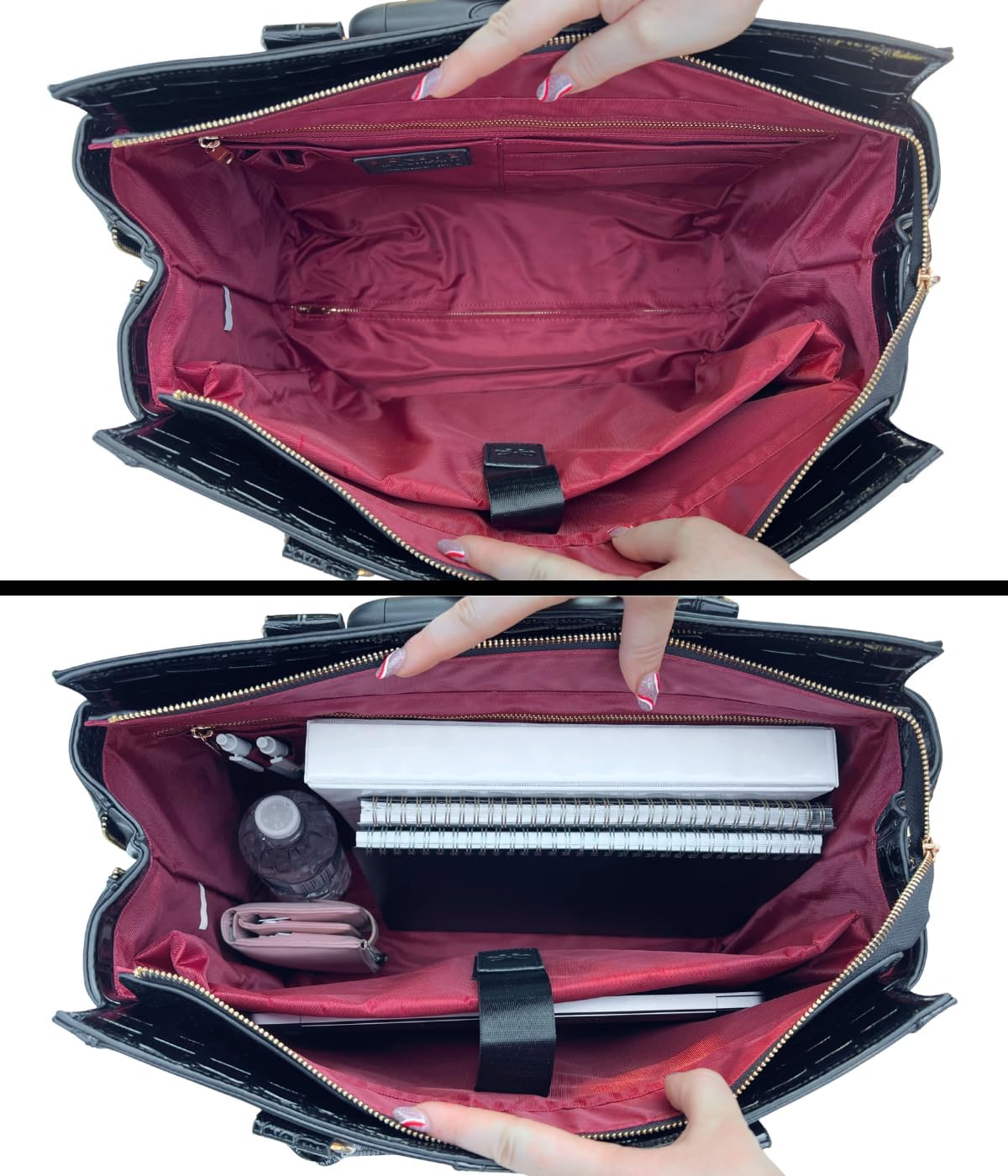 JKM and Company Alligator Compatible With Computer iPad, Laptop Tablet Rolling Tote Bag Briefcase Carryall Bag | Compatible With, Computer, iPad, Laptop, Tablet, Rolling
