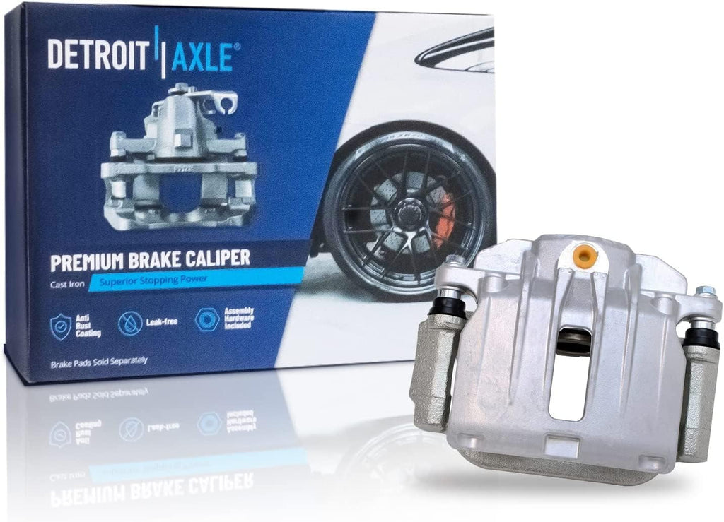 Detroit Axle - 325mm Rear Disc Rotors Brake Pads + Left Brake Caliper Replacement for Sierra Silverado 1500 Astro Tahoe Safari Yukon - 5pc Set