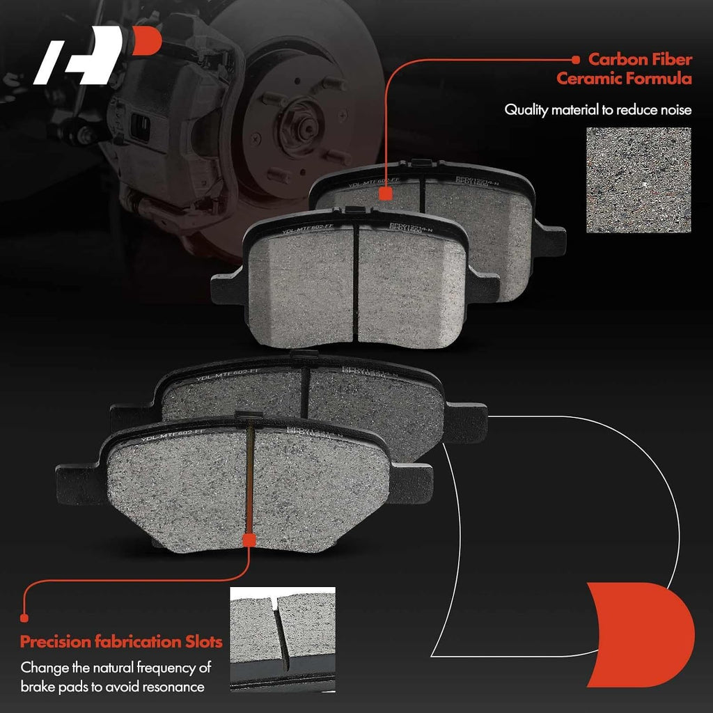 A-Premium Front Vented and Rear Solid Disc Brake Rotors + Ceramic Pads Kit Compatible with Select Chevrolet & Pontiac Models - Malibu 2004-2008, G6 2006-2007, 12-PC Set