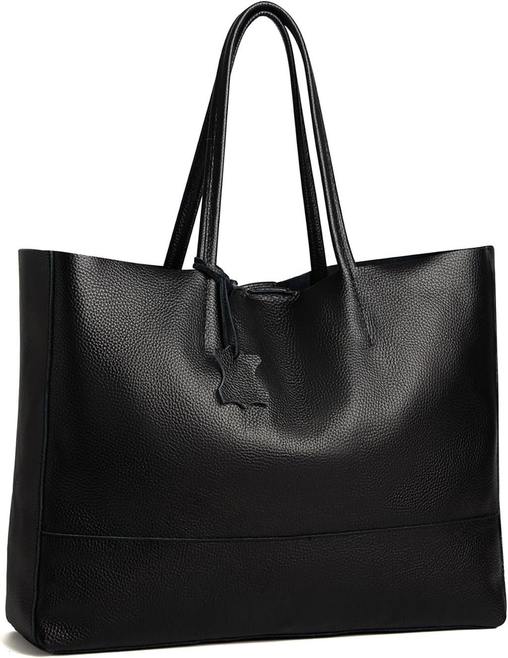 Italian Leather Tote Bag for Women - Large Shoulder Shopper, Fits 16' Laptop, Keychain Holder, Made in Italy