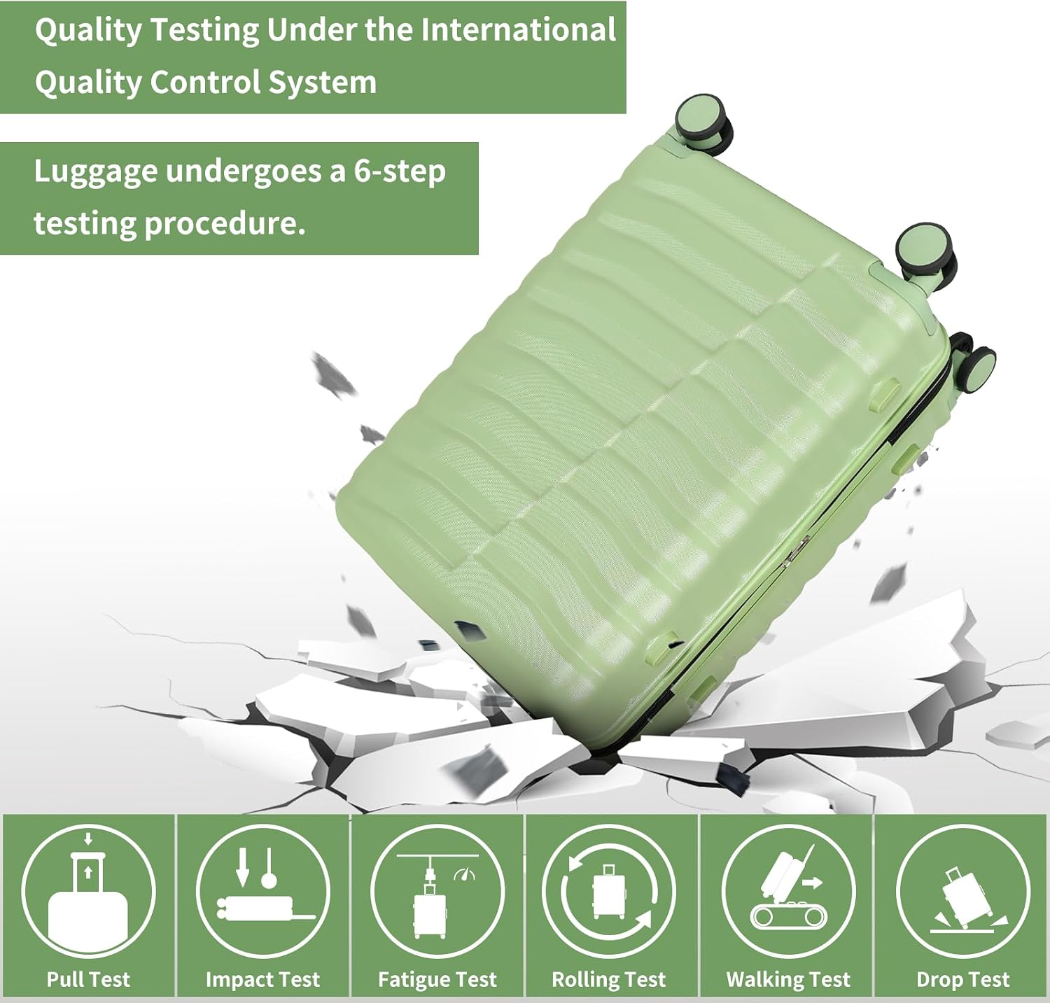 WireHot Lightweight Luggage with Spinner Wheels & YKK Zipper, 3-Piece Travel Suitcase ABS+PC Hardshell Luggage Set with TSA Lock, Light Avocado Green (20+24+28 inch)