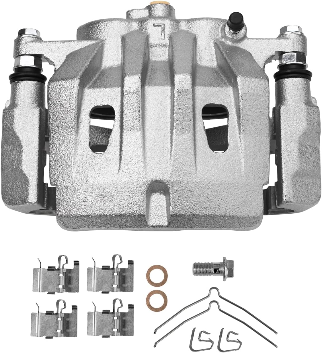 Detroit Axle - Front Disc Rotors & Brake Pads + Left Caliper Replacement for Toyota Highlander Lexus RX350 NX300 NX300h RX450h NX200t - 5pc Set