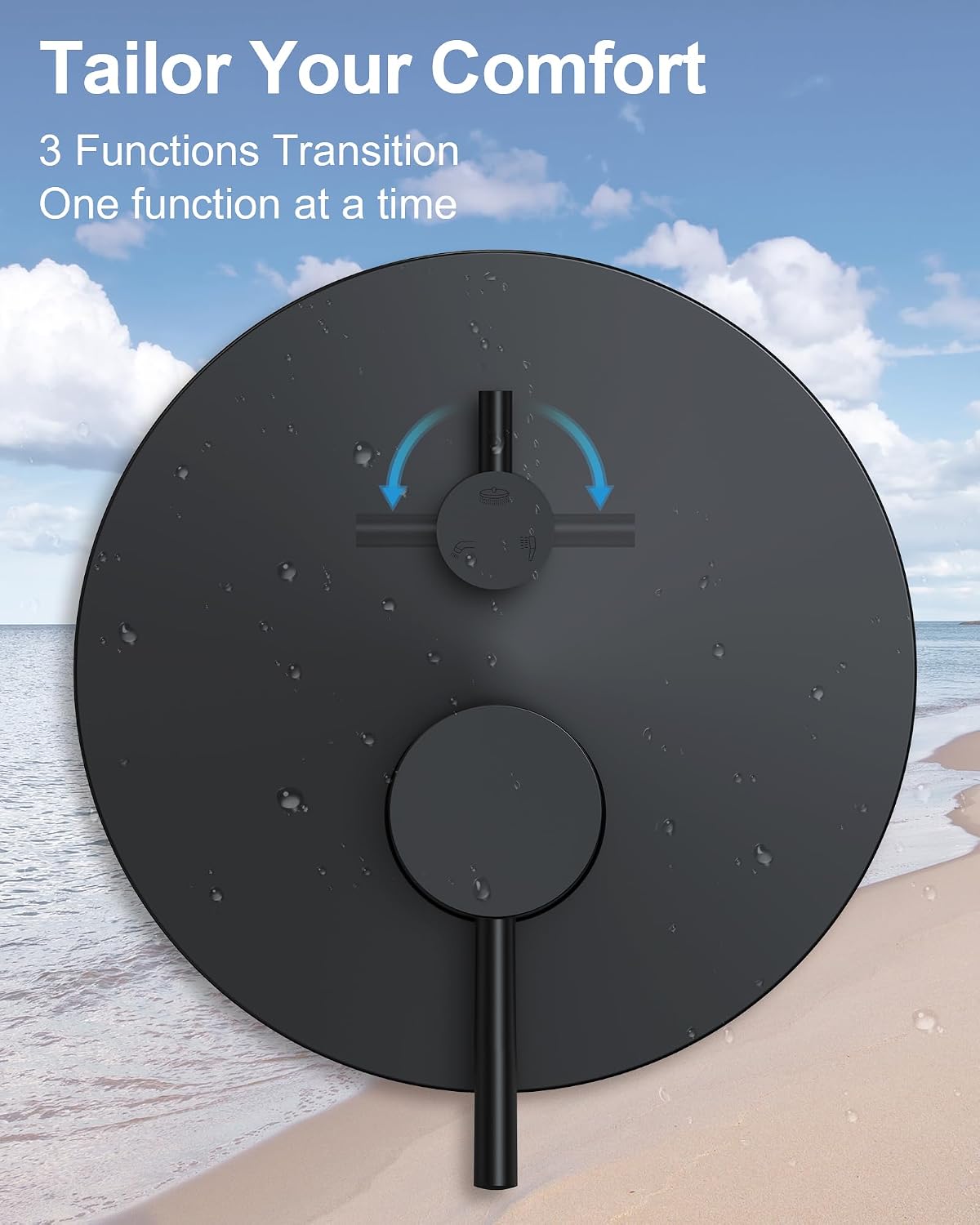 10 Inch Round Shower Faucet Set with Tub Spout, High Pressure Rainfall Shower Head and Handheld Sprayer Combo, Matte Black