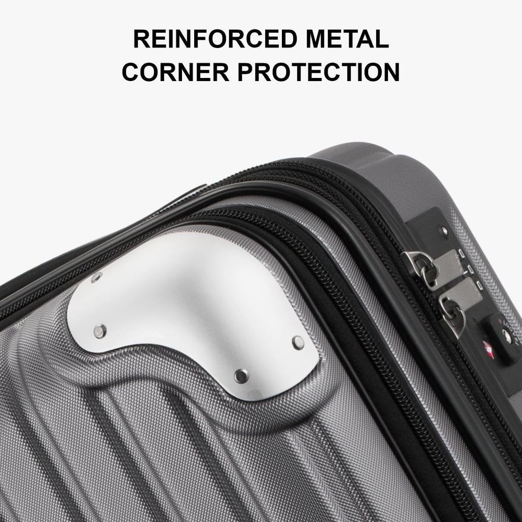 LEVEL8 Grace Carry on Luggage, 20 Inch Expandable Hard Shell Suitcase with Wheels, Abs+Pc Harshell Spinner Luggages with Tsa Lock, Travel Bag for Women Men, Grey