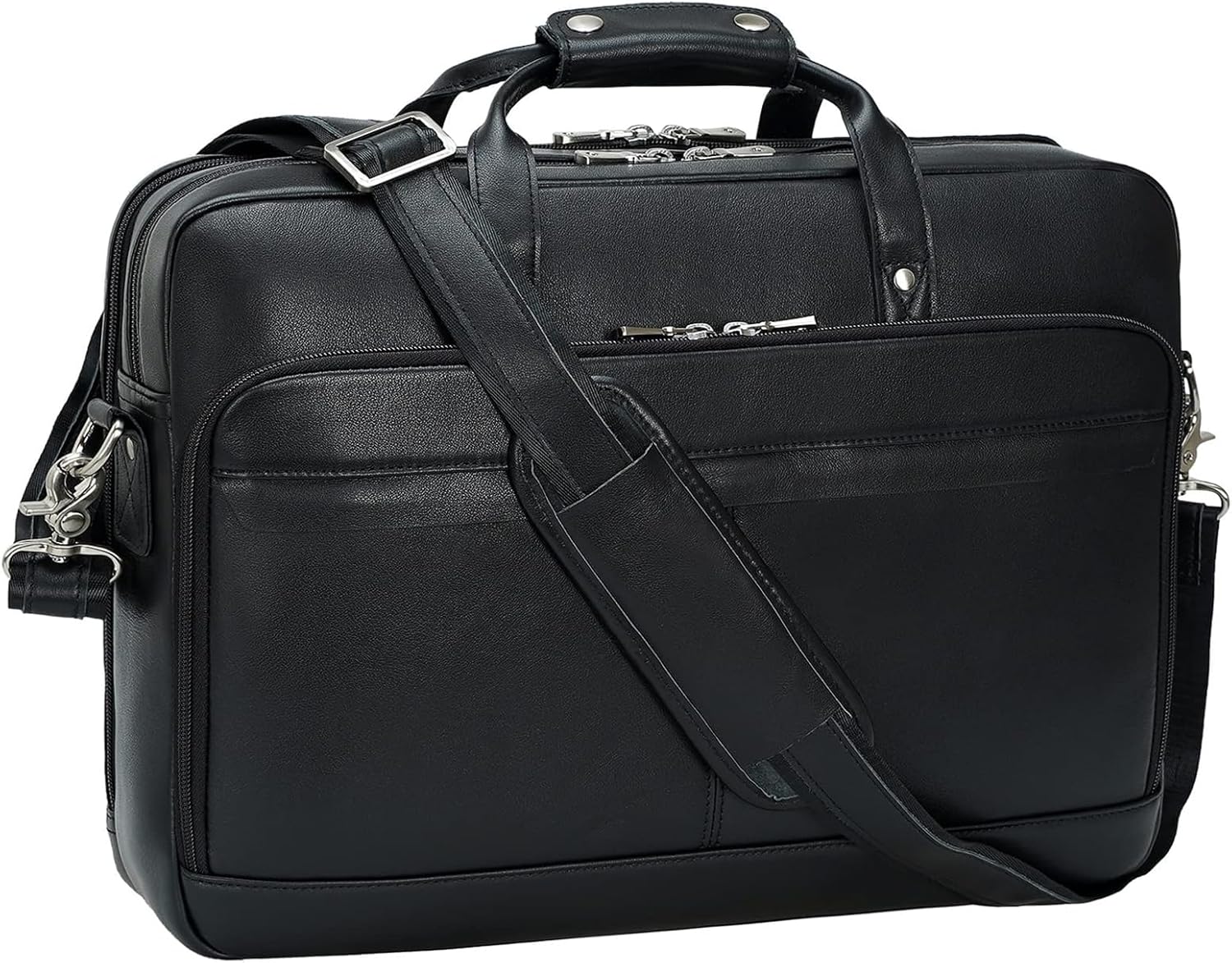 Masa Kawa Leather Briefcase for Men 17/15.6' Laptop Crossbody Shoulder Messenger Bag Business Travel Work Attache Case