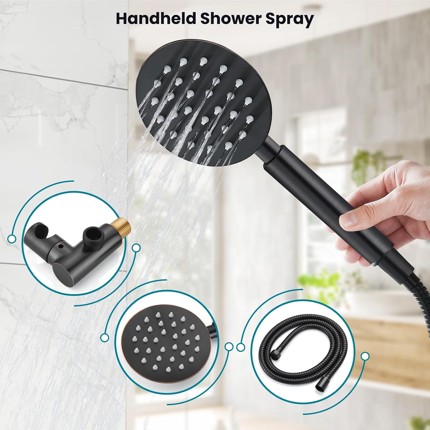 gotonovo Rain Shower System with 10 Inch Round Showerhead and Handheld High Pressure Shower Faucet Set Contain Rough in Valve, Oil Rubbed Bronze