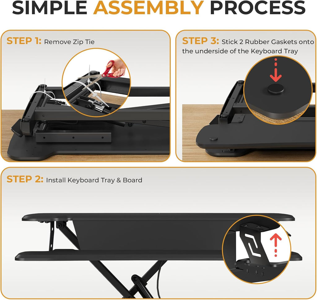 JOY worker Standing Desk Converter, 32' Height Adjustable Sit Stand Up Desk Riser with Keyboard Tray & 6 Fridge Magnets, Desktop Workstation Riser for Home Office Computer Laptop, Black