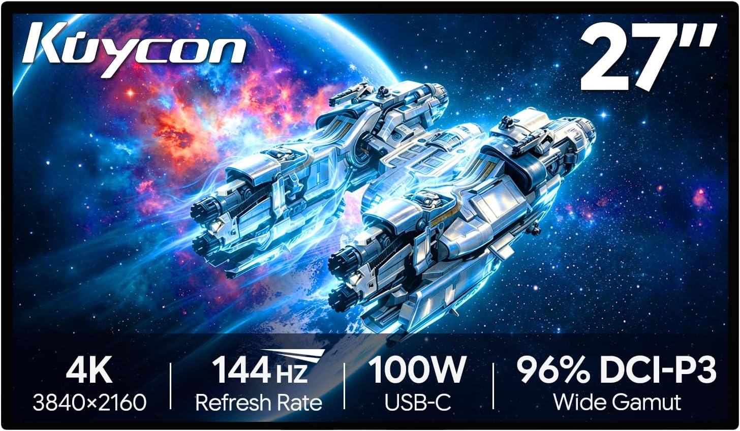 P27D 27'' UHD (3840 x 2160) 4K 144Hz Glossy Monitor, IPS Panel, 10-Bit Color, 99% sRGB, 96% DCI-P3, 5ms, HDR, Low Blue Light, Eye Care (Minimalist - Without Stand)