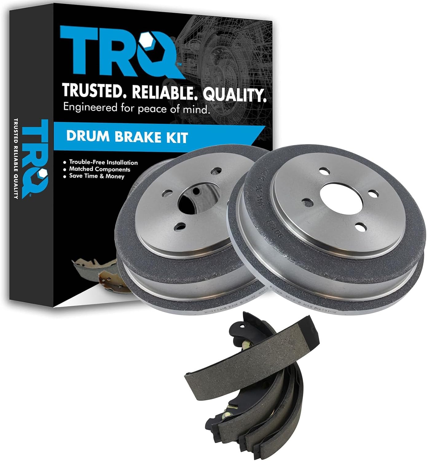 TRQ Brake Drum & Shoe Rear Kit Compatible with Chevy Cobalt Pontiac G5 Saturn Ion