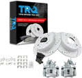 TRQ Performance Rear Brake Pad and Rotor Set Ceramic Solid G Coated Rotors Calipers Compatible with 1998-2002 Honda Accord