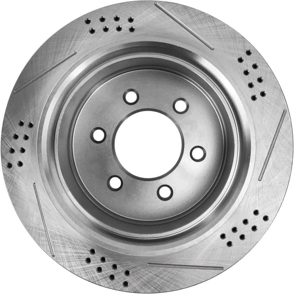 Front+Rear Drilled Slotted Brake Rotors & Ceramic Pads replacement for 2001-2006 Chevy Silverado 1500 Tahoe Suburban GMC Sierra Yukon XL 1500 Cadillac Escalade