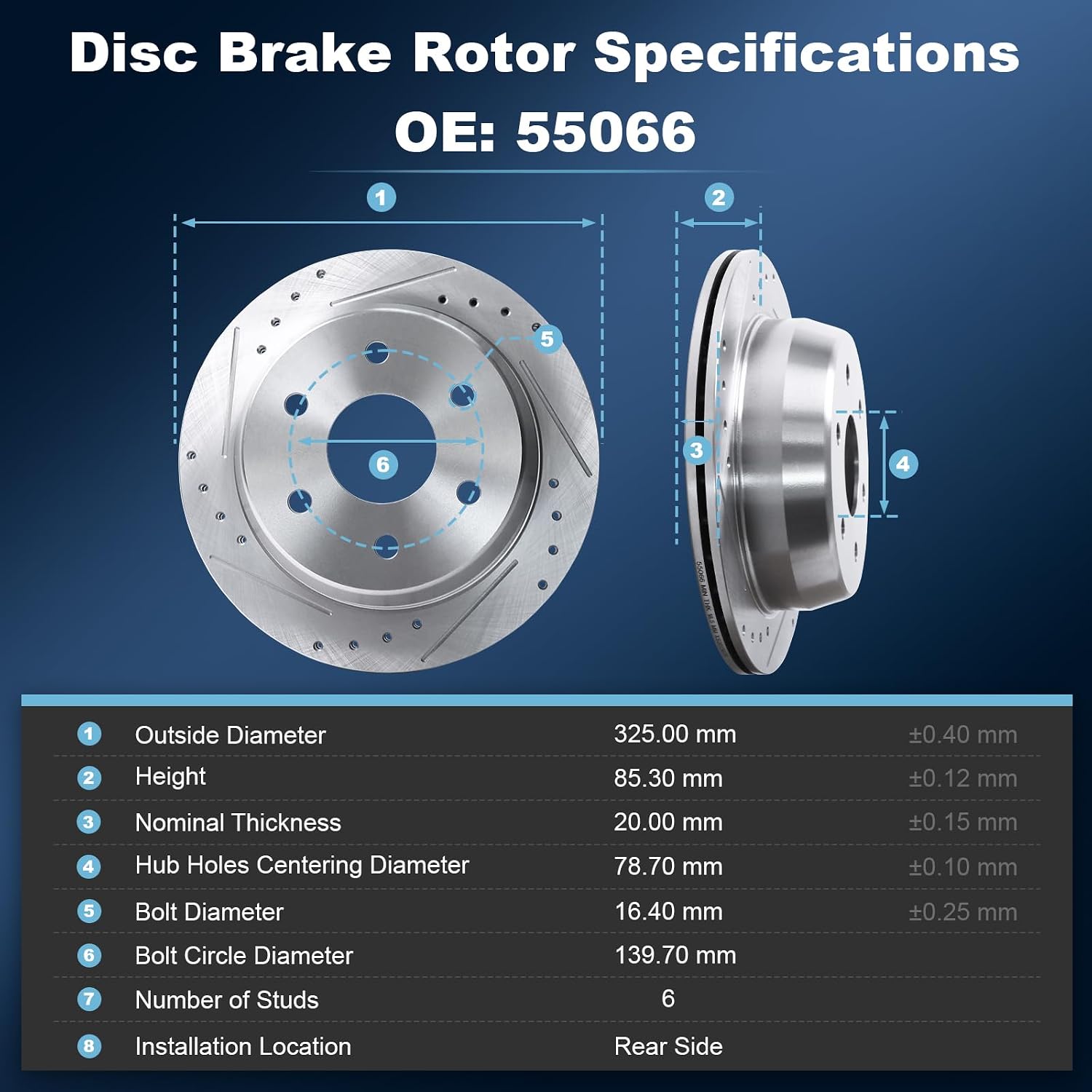 Front & Rear Drilled and Slotted Disc Brake Rotors & Ceramic Brake Pads Kit Fit for Chevy 03-05 Astro, 99-06 Silverado 1500, 00-01 Tahoe; for GMC 03-05 Safari, 99-06 Sierra 1500, 00-01 Yukon