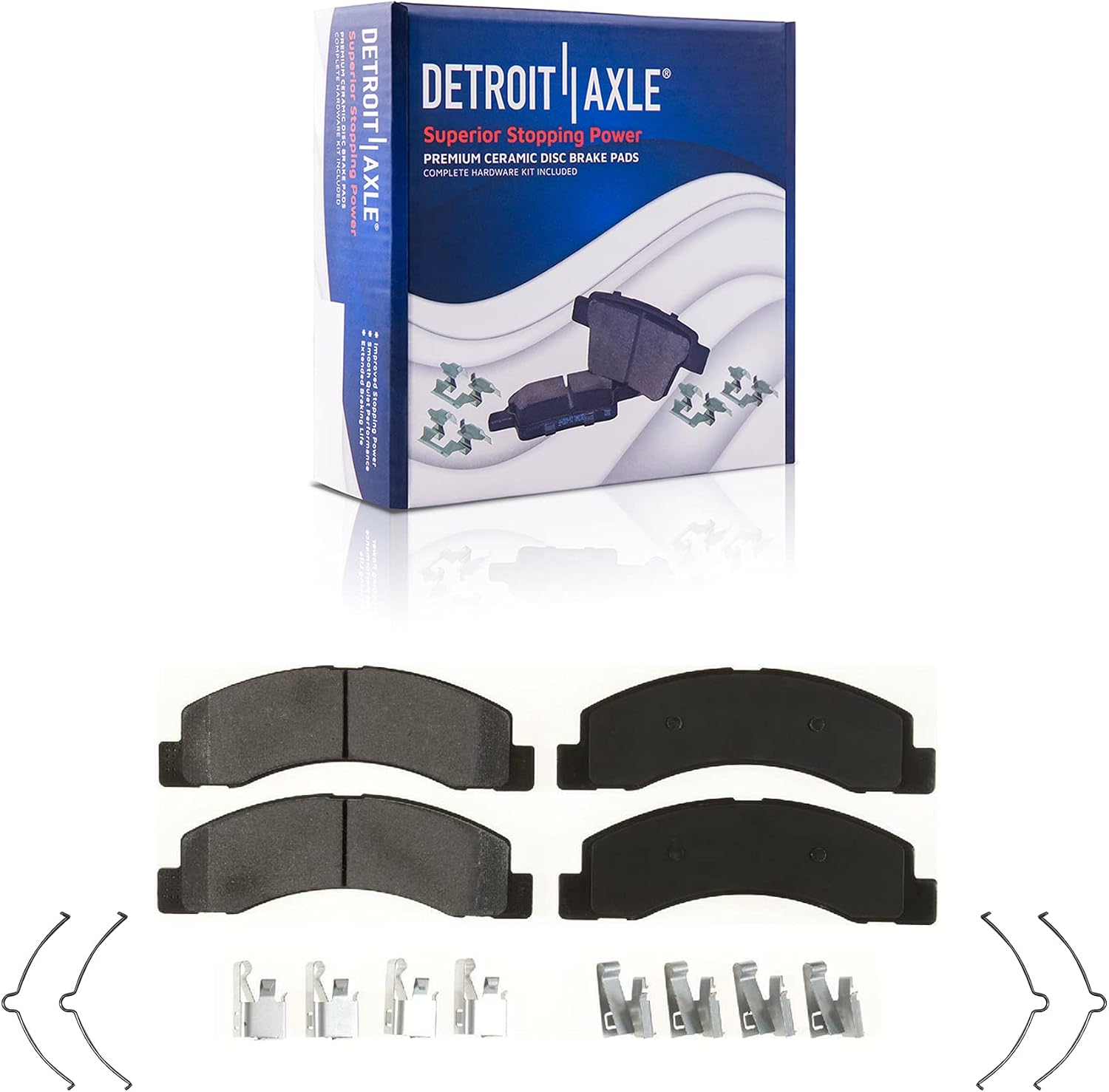 Detroit Axle - 4WD Front 5pc Brake Kit for 99-04 F-250 F-350 Super Duty, 00-05 Ford Excursion, 13.03'' inch Disc Brake Rotors Ceramic Brake Pads Brake Caliper 2000 2001 2002 2003 2004 Replacement