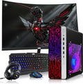 HP Gaming PC Desktop Computer – AMD Pro A10-9700,GT 1030 Graphics,8GB RAM,256GB SSD,27 Inch Curved Monitor,RGB Keyboard with AI Copilot,Mouse,WiFi,RGB Headphone,Windows 11(Renewed)