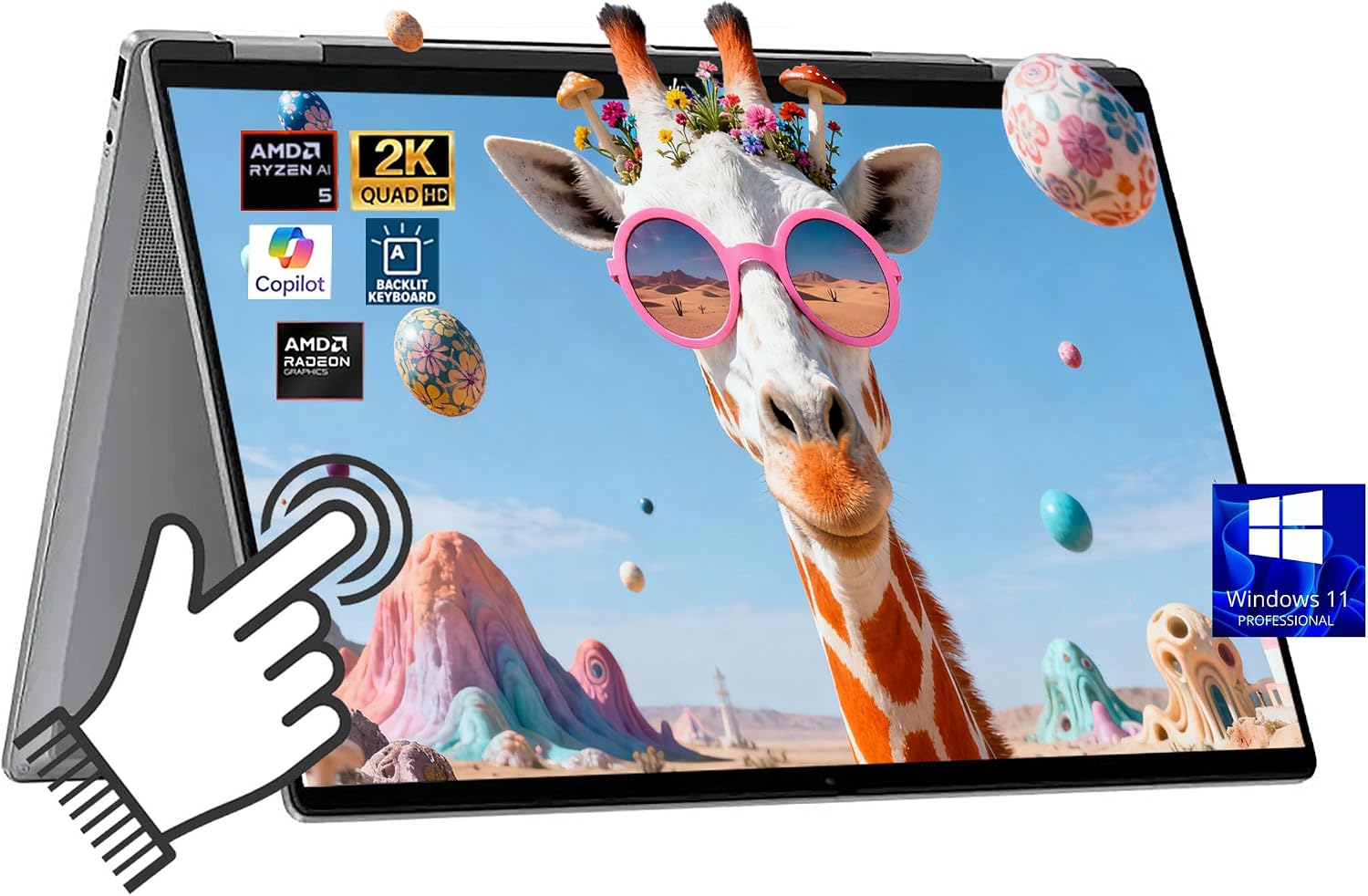 HP OmniBook X Flip 2 in 1 Touchscreen Laptop (Next Gen Envy x360), 16' FHD+ AMD Ryzen AI 5 340 (> Intel i7-1355U), 16GB DDR5 2TB SSD, Win 11 Pro + Office, AI Copilot+ PC W/BWE Accessory