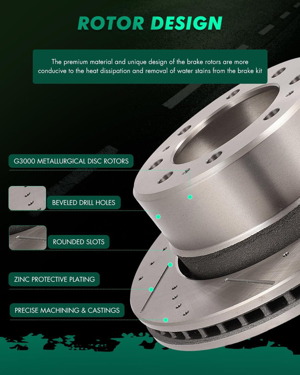SCITOO Disc Brake Pads and Rotors Front 12.8' Rotors Replacement For Buick For Enclave,For Chevy For Traverse,For GMC For Acadia Limited,For GMC For Acadia,For Saturn For Outlook, 6/Lugs Brake Kits