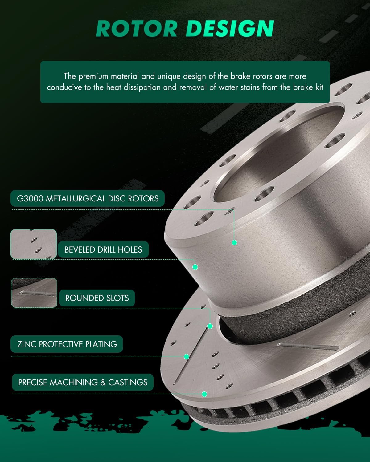 SCITOO Disc Brake Pads and Rotors Front 12.8' Rotors Replacement For Buick For Enclave,For Chevy For Traverse,For GMC For Acadia Limited,For GMC For Acadia,For Saturn For Outlook, 6/Lugs Brake Kits