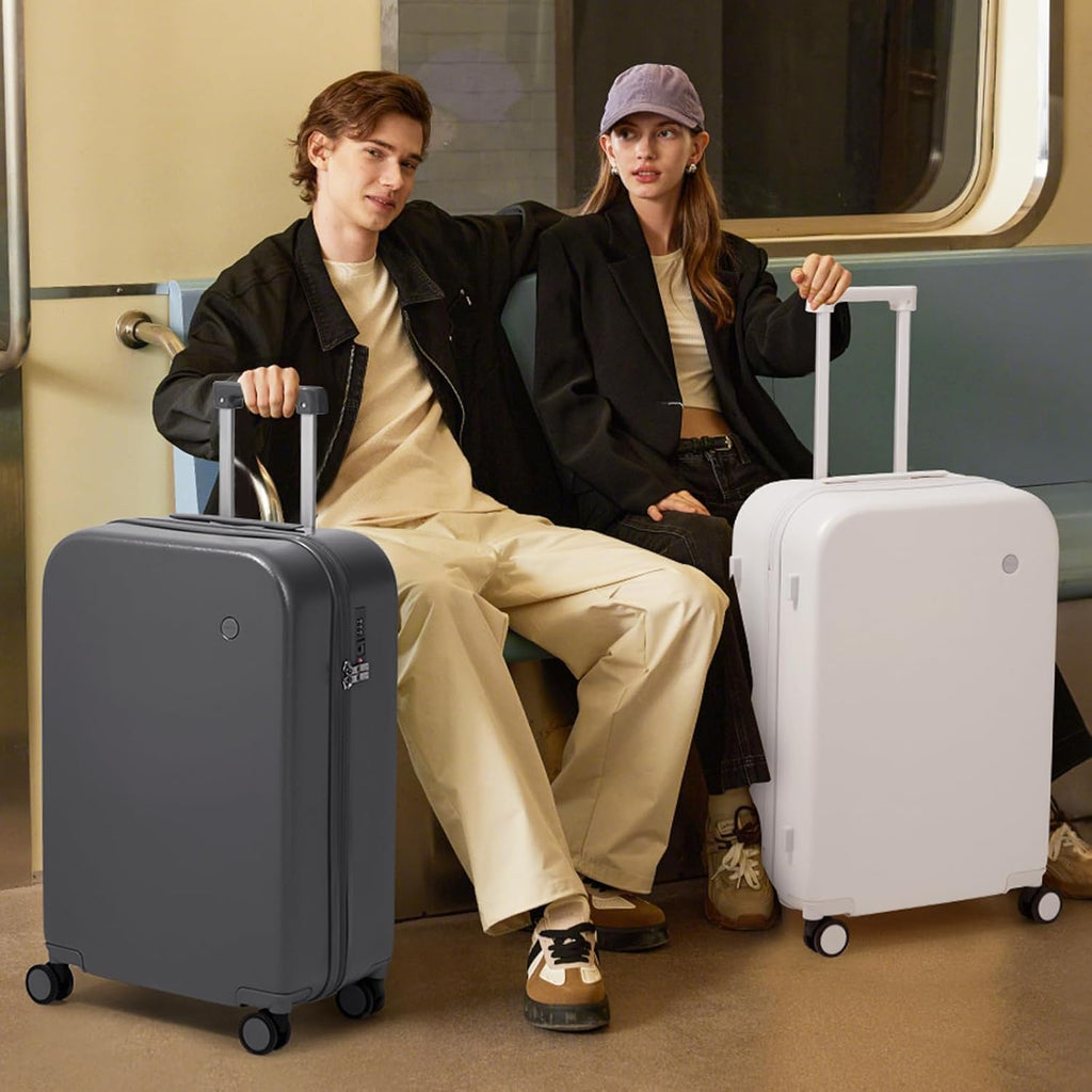 mixi Carry on Luggage, 20'' Suitcase Spinner Wheels Luggage Hardshell Lightweight Rolling Suitcases PC with Cover & TSA Lock for Business Travel, Rock Gray