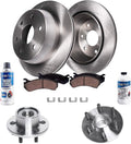 Detroit Axle - RWD Front Wheel Bearing Hubs Brake Kit for 2003-2004 Dodge Dakota [6 Bolt] Disc Brake Rotors Ceramic Brakes Pads Wheel Bearing Hubs Assembly Replacement
