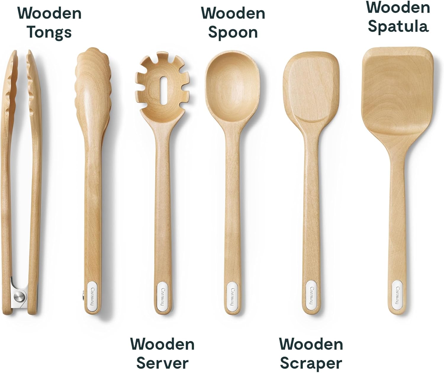 Caraway 14-Piece Kitchen Prep Set - Kitchen Knife Set & Wooden Utensil Set - Made With Premium German Steel Blades & FSC-Certified Birch Wood - Non-Toxic Materials - Includes Organizer - Navy