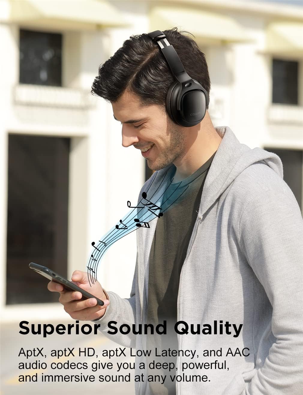 ANC Active Noise Cancelling Wireless Bluetooth Over-Ear Headphones Foldable Hi-Fi Stereo On-Ear Headsets, Hands-Free CVC HD Calls, 30H Playtime, for Sports/Games,Black