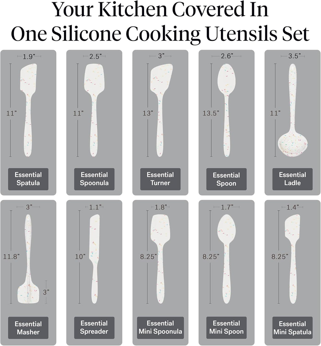 GIR: Get It Right 10-Piece Silicone Ultimate Kitchen Utensil Set – Spatulas, Ladle, Flip, Spoons, Whisk, Peeler & Spoonula – Nonstick, Non-Toxic, Heat-Resistant – Sprinkles