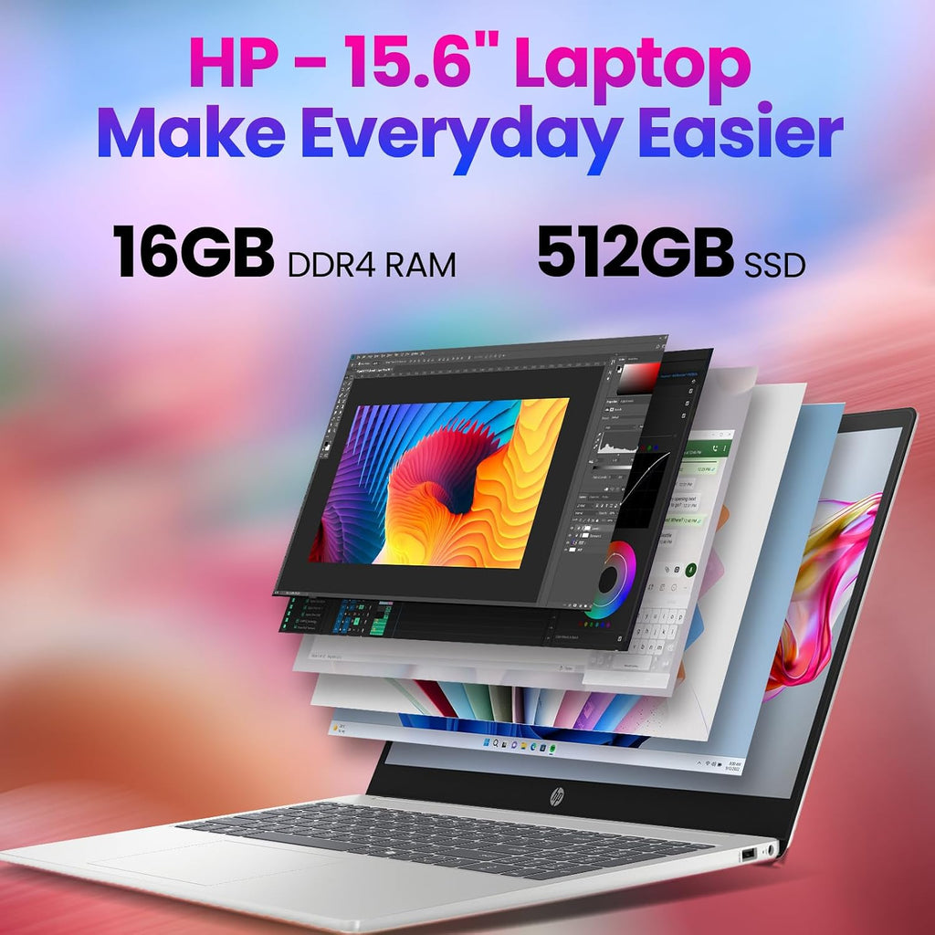 HP 2026 Touchscreen Laptop Computer for Student & Business, 16GB RAM 512GB SSD Windows 11 Pro, Intel Core i3-1315U (Up to 4.5GHz), 15.6' LED, Copilot AI, Numeric Keyboard, Type-c, Patented KB Kit