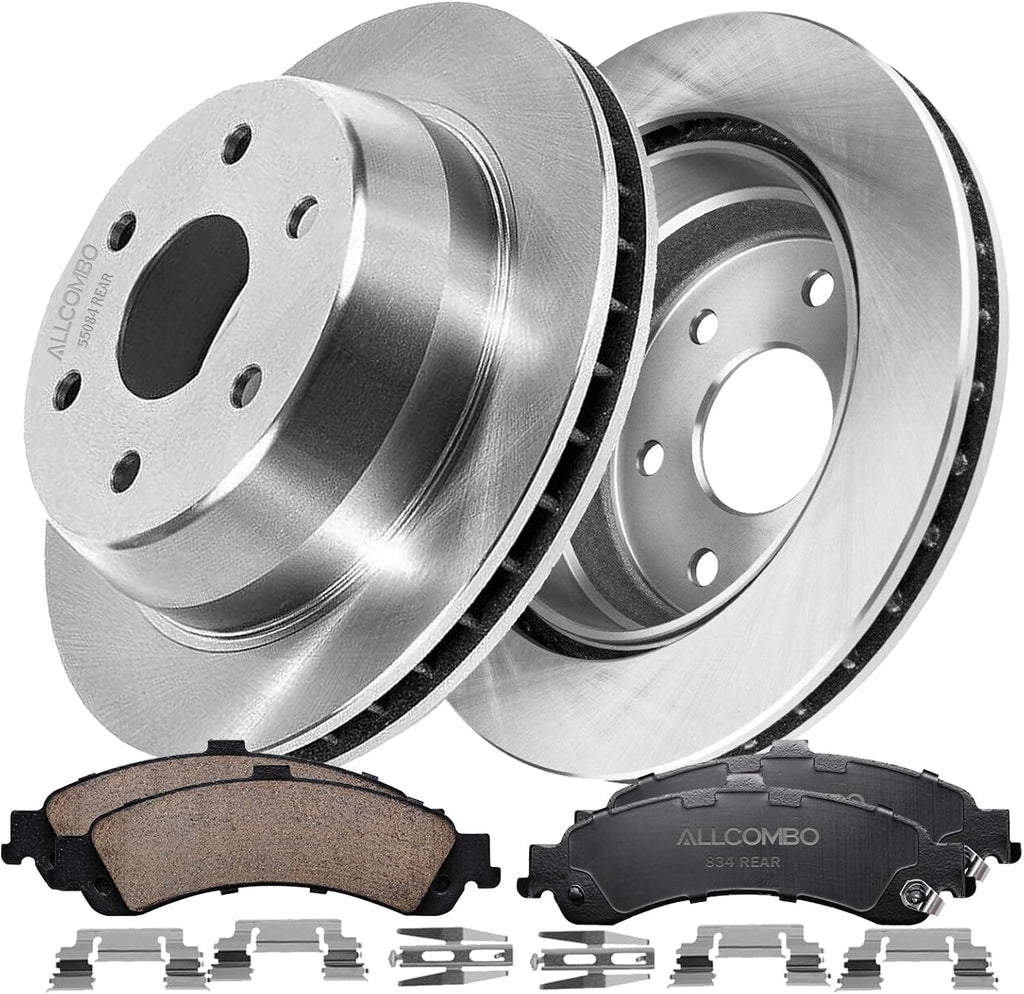 Allcombo 12.99' Rear Brake Kit for 2001 2002 2003 2004 2005 2006 Chevy Avalanche Silverado Suburban GMC Sierra Yukon XL 1500, Cadillac Escalade Brakes and Rotors Kit, Brake Pads and Rotors Replacement